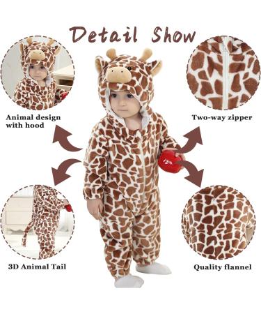 Doladola Unisex Baby Toddlers Romper Jumpsuit | Hooded Cartoon Cow Sleepsuit | 3.5-4.5 Years | Coffee - Buy Online on SooperMarket.com