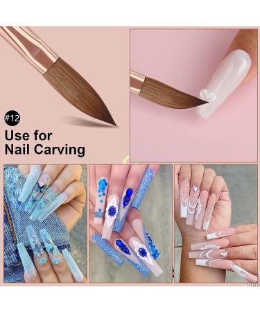 Saviland Size 12 Kolinsky Acrylic Nail Brush- Bronze Gold Handle, Ideal for Beginners and Professionals | Acrylic Powder Application Tool - Buy Online on SooperMarket.com