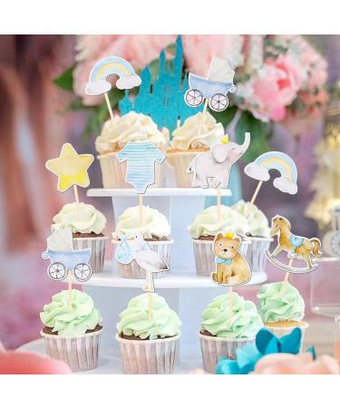 Rsstarxi 40 Pack Baby Shower Bear Cupcake Toppers Elephant Jumpsuit Stroller Rainbow Cupcake Picks Gender Reveal Cake Decorations for Baby Shower Kids Boys Birthday Party Decorations Design 2 Boy - Buy Online on SooperMarket.com