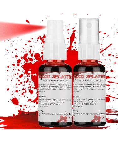 CCBeauty 2.1oz Fake Blood Washable Splatter Blood Makeup Safe Realistic Spay Blood for Clothes Vampire Makeup for Halloween Costume Theater Cosplay Zombie Special Effects SFX Makeup Bright 02 Bright 2.1oz/2 packs