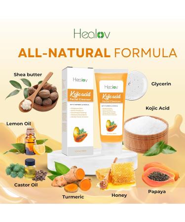 Kojic Acid Soap for Hyperpigmentation - Skin Brightening Papaya Wash - Dark Spot Remover for Acne Scars & Even Skin Tone - Turmeric Cleanser for Glowing Skin - Buy Online on SooperMarket.com