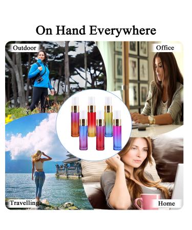 Allefum 10ml Glass Atomizer Mini Perfume Spray Bottles - Color Gradient Travel Set with 2 Transfer Pipettes - 6 Pack - Buy Online on SooperMarket.com