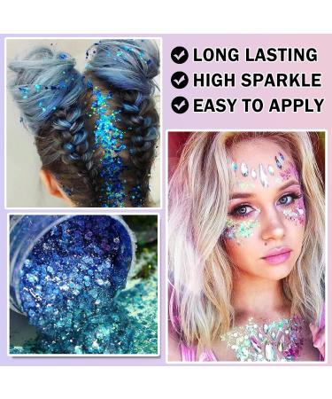 Body Glitter Gel | Natural Soft Shiny Makeup | Long Lasting Face & Hair Glitter | Lightweight Liquid Eyeshadow - 01# White - Buy Online on SooperMarket.com
