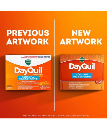 Vicks DayQuil Cold and Flu Medicine Cough Suppressant Nasal Decongestant Pain & Fever Reducer Non-Drowsy Formula 16 Liquid Capsules 16 Count - Buy Online on SooperMarket.com