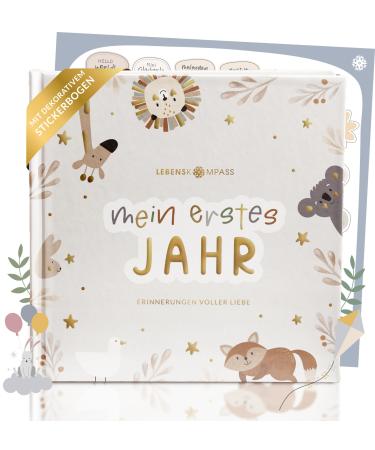 Life compass baby album my first year "pure" with over 75 stickers & saying card extra - a baby book for entering - the baby diary & memory book for girls & boys