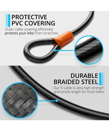 Heavy Duty Bike U Lock with Cable - Anti Theft Bicycle Lock Holder - Buy Online on SooperMarket.com