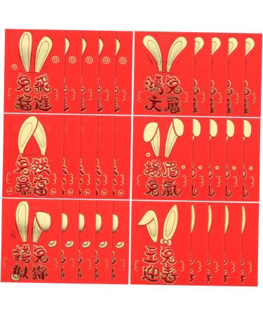 PRETYZOOM 30pcs 2023 Year of The Rabbit Red Packets Rabbit Red Envelopes Lucky Money Envelopes 2023 Rabbit Year Red Envelopes Red Purse New Year Red Packets Personality New Year's Bag Paper As Shown 1 11.5X8CM