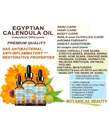 Buy Pure Egyptian Calendula Oil | Natural Moisturizer for Face Skin Hair & Nails | Botanical Beauty 1 Fl Oz (30 ml - Buy Online on SooperMarket.com