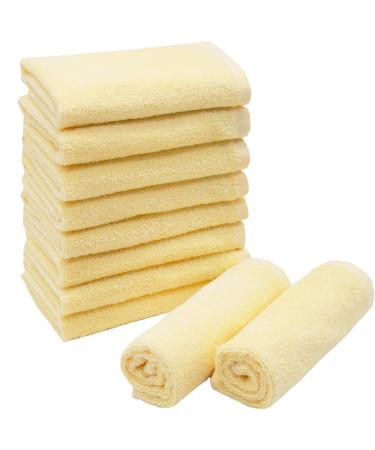 Zollner 10 Set Seif towels in 30x30 cm - suction -strong and soft washcloths in yellow - with a practical hanger - washable up to 60 C - cotton - hotel quality 10x soap cloth yellow