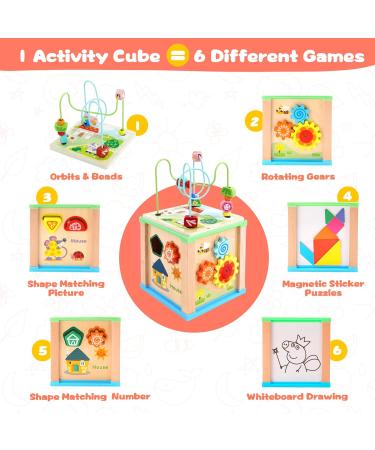 Shop Motor Cube Activity Cubes - 6-in-1 Montessori Wooden Toys for Kids Aged 1-5 | International Shipping - Buy Online on SooperMarket.com