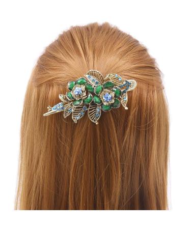 Pretty Alligator Hair Clips Metal Flower Hair Clip Peacock Hair Clip - 2 PCS Large Flower Barrettes for Women (Style B) - Buy Online on SooperMarket.com