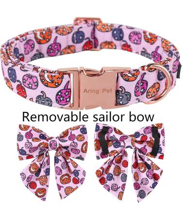 Shop Cute Pink Pumpkin Dog Collar | Aring Pet Halloween Halison - Cotton Halloween Collars for All Dog Sizes - Buy Online on SooperMarket.com