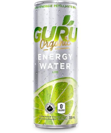 GURU Energy Sparkling Water Mix Pack | 0 Calories | Sugar Free | Certified Organic | 100mg Caffeine | Naturally Sweetened | 355ml (Pack of 24) (24 Pack Lime & Pomegranate) - Buy Online on SooperMarket.com