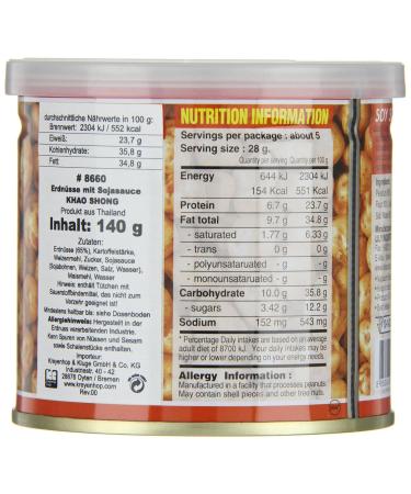 Khao Shong Peanuts with Soy Sauce - Spicy Crisp Nuts Salty Snack - 140g Can (3 Pack) - International Shipping Available - Buy Online on SooperMarket.com