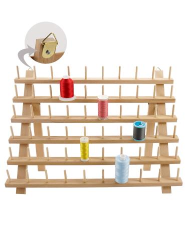 New Brothread 60 Spools Wooden Thread Rack/Thread Holder Organizer with Hanging Hooks for Embroidery Quilting and Sewing Threads