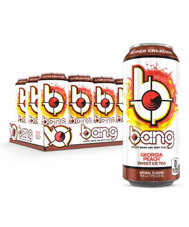 BANG Energy Drink, Georgia Peach Sweet Tea, 16 Fl Oz (Pack of 12)