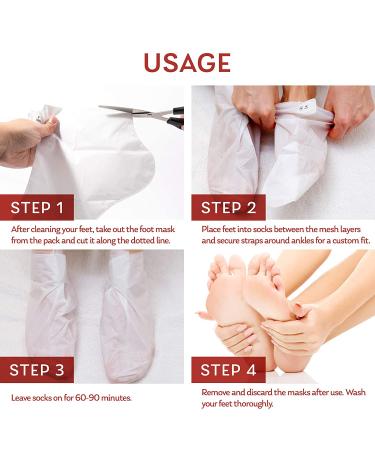 Treatonic Foot Peel Mask - 4 Pairs for Soft Skin, Exfoliates Calluses & Dead Skin - Lavender, Men & Women - Buy Online on SooperMarket.com