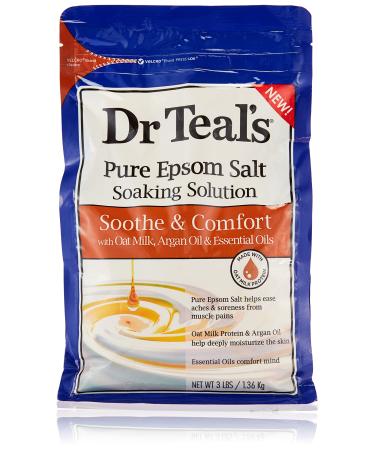 Dr Teal's Pure Epsom Salt, Soothe & Comfort with Oat Milk & Argan Oil, 3lbs