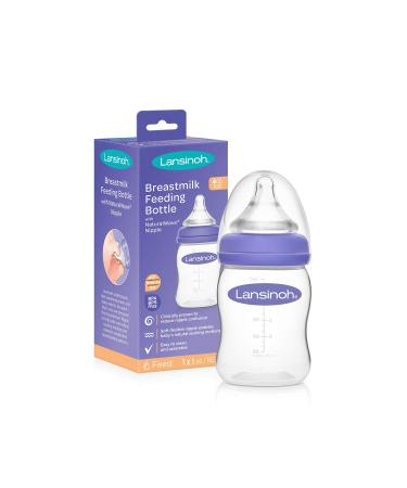 Lansinoh Momma Breastmilk Feeding Bottle with NaturalWave Slow Flow Nipple  5 Ounces Transparent 5 Ounce (Pack of 1)