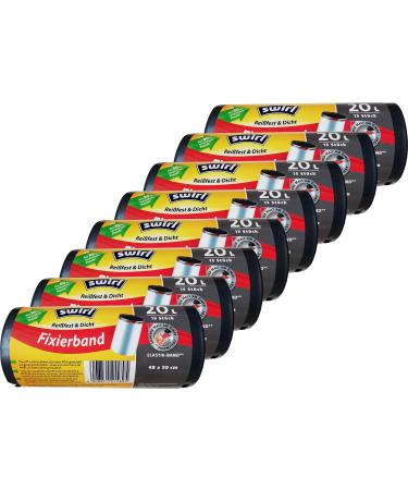 8x Swirl fixing tape garbage bags 20L (15 bags/roll) - 20 liters tear-resistant and leak-proof made of recycled plastic 15 pieces (pack of 8)