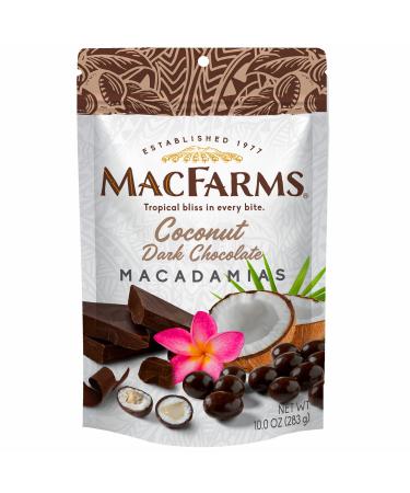 MacFarms Coconut Dark Chocolate Macadamia Nuts - 10 Oz Coconut Dark Chocolate 10 oz (Pack of 1)