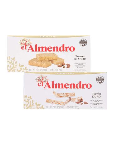 El Almendro Premium Almond Nougat and Turron Pack - Crunchy and Creamy Almond Quality Supremo - 2 Pack with Penguin Quick Storage Pouch - Buy Online on SooperMarket.com