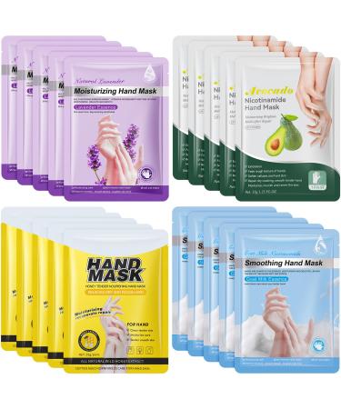 20 Pairs Hand Mask Moisturizing Gloves Overnight Hydrating Hand Masks for Dry Cracked Hands Peeling Mask for Collagen Hand Repair Treatment(Avocado Lavender Milk Honey)