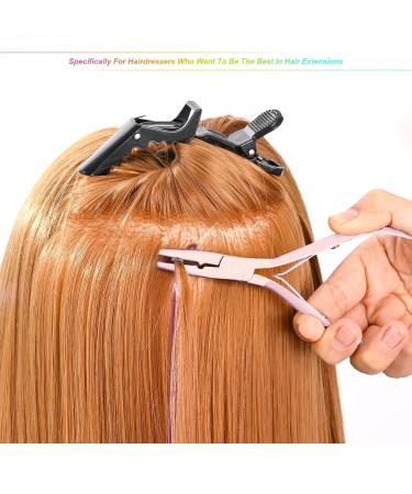 EHDIS Hair Extensions Tools Kit 2 Stainless Steel Pliers for Hair Apply&Remove Micro Ring Loop 2 Loop Needle Threader Pulling Hook 2 Clip Multi Functional Hair Extension Tool Pink - Buy Online on SooperMarket.com