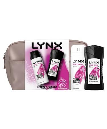 LYNX Attract for Her bodywash & body spray Washbag 2 piece Gift Set perfect for her daily routine
