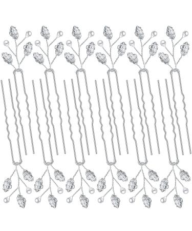12 Pieces Bridal Hair Pins for Wedding Party Vintage Bridal Wedding Hair Pins Pearl Crystal Hair Accessory for Bride Bridesmaids Flower Girls