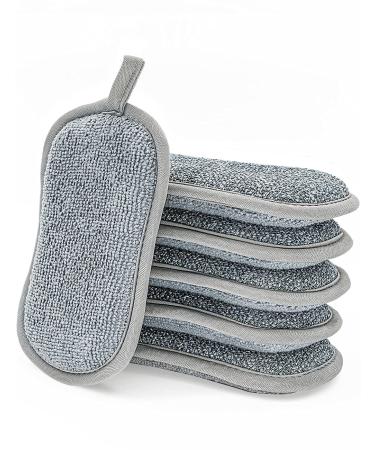 6-Pack Reusable Washing Up Sponge Non-Scratch Dual-Sided Kitchen and Bathroom cleaning products 10x8cm Eco-Friendly Long-Lasting Dish and Multi-surface Pads Cleaners 6 Count (Pack of 1)