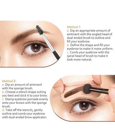 Bushy Eyebrow Stamp Stencil Kit - 20 Stencils, Waterproof Pomade & Dual-ended Brush in Soft Brown - Buy Online on SooperMarket.com