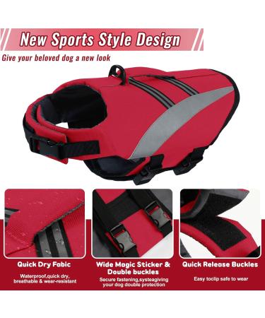 ALAGIRLS Reflective Dog Life Jacket for Small Dogs | High Buoyancy Pet Safety Vest for Beach | Red S Size - Buy Online on SooperMarket.com