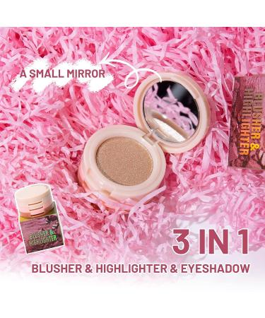 U-Shinein 3-in-1 Makeup Palette: Highlighter, Contour & Blush - Long-Lasting Pigment, Glow Pinkish (Color 01) - Buy Online on SooperMarket.com