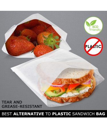 200 Pack Plain Glassine Wax Paper Sandwich Bags - Grease Resistant Parchment White Glossy - 7 x 6 x 1 Inches - Food Snack Wraps Baggies Sleeves - 200 Count - Buy Online on SooperMarket.com