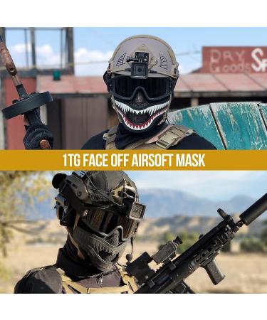 OneTigris X Storm Airsoft Mask - Tactical Mesh Face Protection with Removable Shark Jaw Morale Patch - Buy Online on SooperMarket.com
