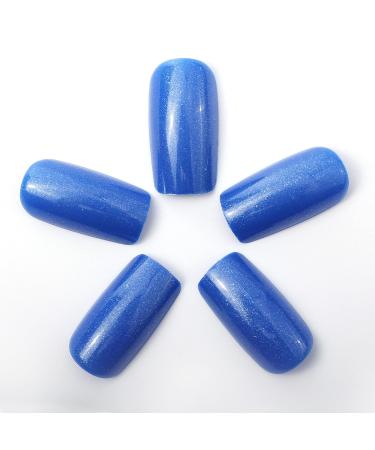 Buy Novo Ovo Blue Holographic Angular Press-On Nails - Small Artificial Fingernails with Glue for Easy Application | International Shipping Available - Buy Online on SooperMarket.com