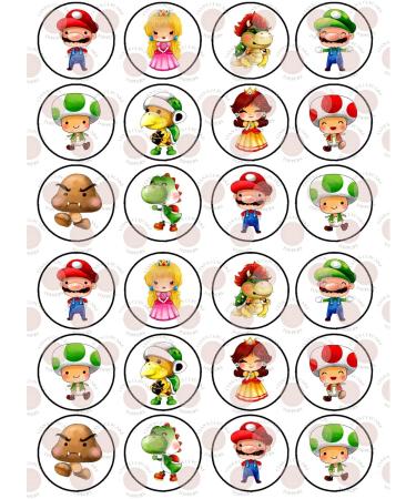 24 Super Plumber Theme Edible Premium Thickness SWEETENED Vanilla Wafer Rice Paper Discs Cupcake Toppers/Decorations - Buy Online on SooperMarket.com
