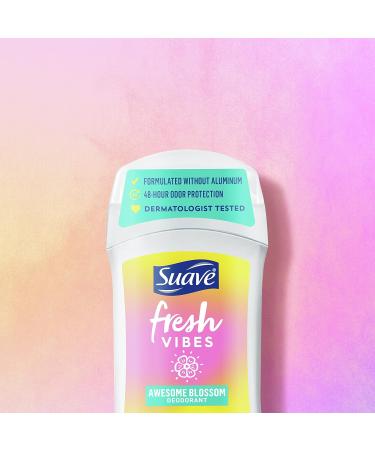 Suave Fresh Vibes Deodorant Stick Aluminum Free 48 Hour Deodorant Protection Awesome Blossom Dermatologist Tested Body Deodorant 1.2 oz - Buy Online on SooperMarket.com