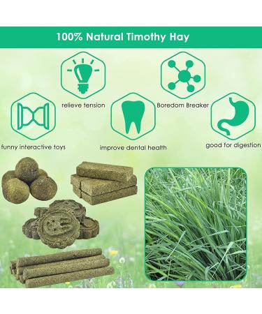 ERKOON 25Pcs Bunny Chew Toys - Natural Timothy Hay Treats Sticks for Rabbit, Chinchilla, Guinea Pig, Hamster, Gerbil, Squirrel - 8.5oz - Buy Online on SooperMarket.com