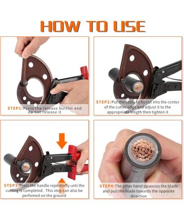 Dechengbao HS520A Heavy Duty Ratchet Cable Cutter for Aluminum Copper Cables up to 400mm - Buy Online on SooperMarket.com