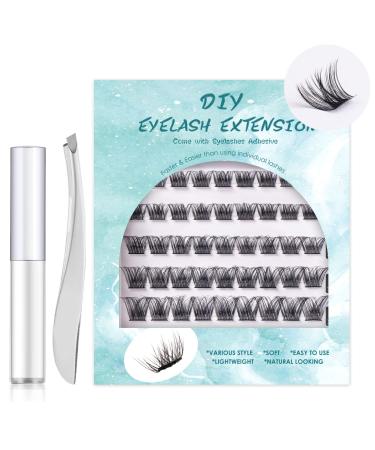 SISILILY Individual Lashes Cluster 45 Pcs DIY False Eyelashes Reusable 3D Eyelash Extension Kit Soft Natural C CC D Curl with Glue 10/12/14/15/16mm Length - DM05 Pack Of 1 White 45 clusters - DM05