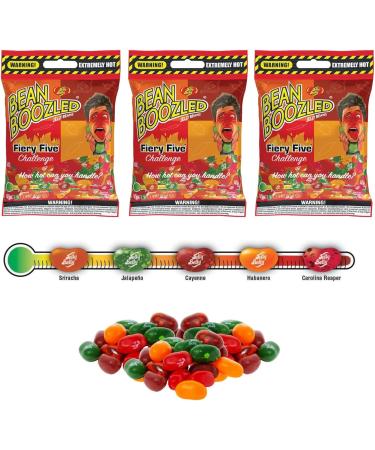 Jelly Belly Fiery Five Bean Boozled Jelly Beans 3-Pack 54g - Holidays & Christmas Candy - Vegan Candy Dairy Free Snacks Gluten Free Kosher Candy Bulk Candy Stocking Stuffers for Teens - Buy Online on SooperMarket.com