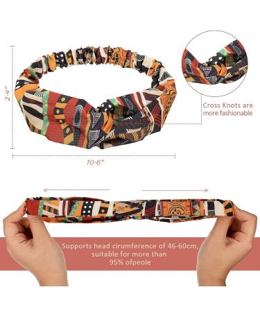 African Boho Print Headband Set - 6 Pieces Elastic Hair Bands for Women and Girls | Vintage Workout Yoga Sports Accessories - Buy Online on SooperMarket.com