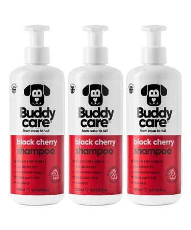 Black cherry dog shampoo from BuddyCare - deep cleaning shampoo for dogs - fruity fragrance - with aloe vera and pro -vitamin B5 (500ml X3) black cherry 500ml X3