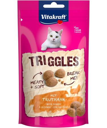 Vita power triggles cat snack with turkey portionable in three snacks ideal as a reward or training without added sugar (1x 40g) 40 g (1 Pack)