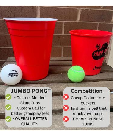 Giant Yard Pong Game - Jumbo Size for Outdoor Fun - Durable Cups, Ball & Pump - Perfect for Lawn, Backyard, Camping, Tailgating - Buy Online on SooperMarket.com