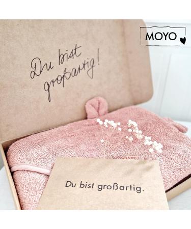 Moyo Hooded Towel with Ears in Ros | 75x75cm Baby Bathing Poncho | 100% Frote Cotton Washable Hooded Towel for Toddlers & Babies - Buy Online on SooperMarket.com