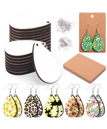 50pcs Sublimation Blanks Products - Sublimation Earring Blanks with Earring Hooks and Jump Rings for Halloween Christmas Women Girls DIY Earring Project Sublimation Accessories
