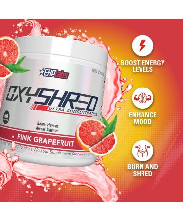 EHPlabs OxyShred Thermogenic Pre Workout Powder & Shredding Supplement - Preworkout for Men & Women Sugar Free Energy Powder with 150mg of Caffeine - Pink Grapefruit 60 Servings - Buy Online on SooperMarket.com